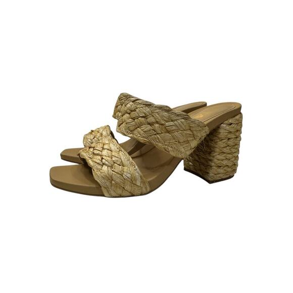 MIA Tessie Natural Sandal Size 6 Double Strap Woven High Heel Slip On Comfort - Picture 1 of 6